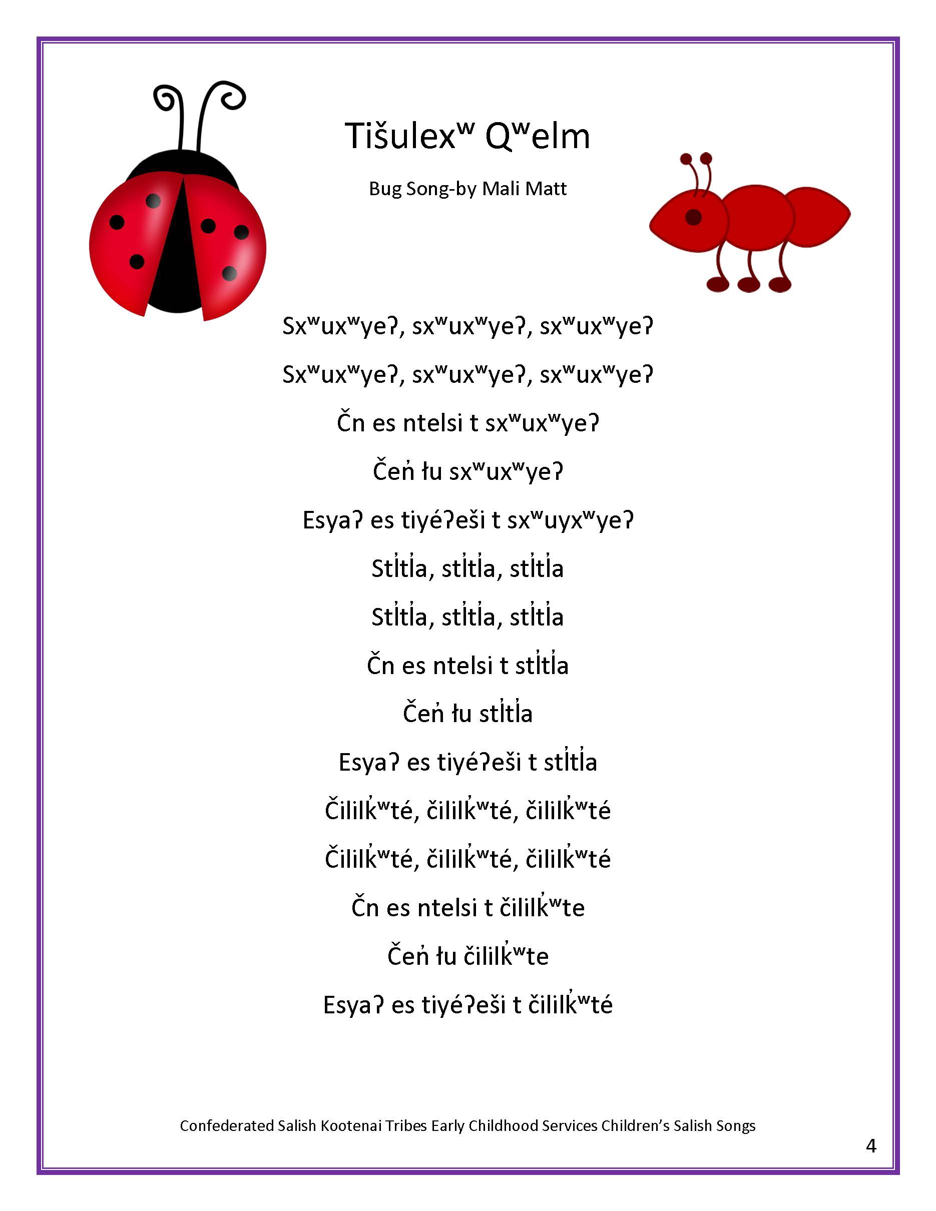 ECS Childrens Salish Song Book Page 09